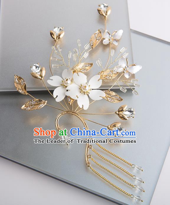 Handmade Classical Wedding Accessories Golden Tassel Eardrop Bride Earrings for Women