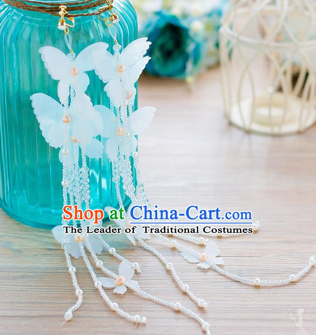 Handmade Classical Wedding Accessories Tassel Eardrop Bride Butterfly Earrings for Women