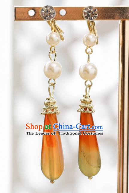 Handmade Classical Wedding Accessories Bride Hanfu Jade Earrings for Women