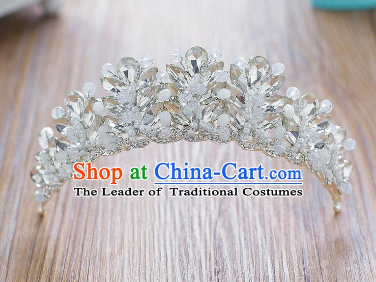 Handmade Classical Hair Accessories Baroque Crystal Royal Crown Headwear for Women