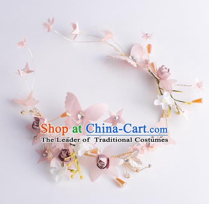 Handmade Classical Wedding Hair Accessories Bride Pink Hair Clasp Headwear for Women