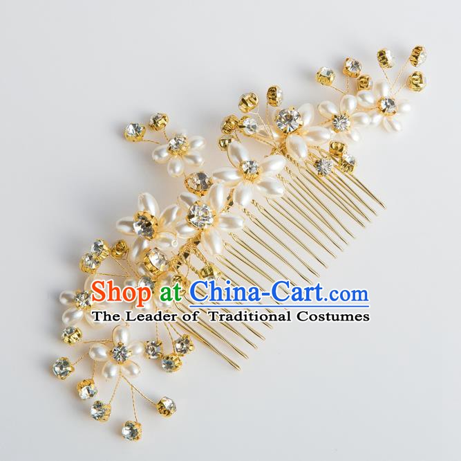 Handmade Classical Wedding Hair Accessories Bride Pearls Hair Comb Hairpins Headwear for Women