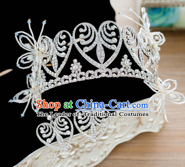 Handmade Classical Hair Accessories Baroque Bride Crystal Royal Crown Hair Coronet Headwear for Women