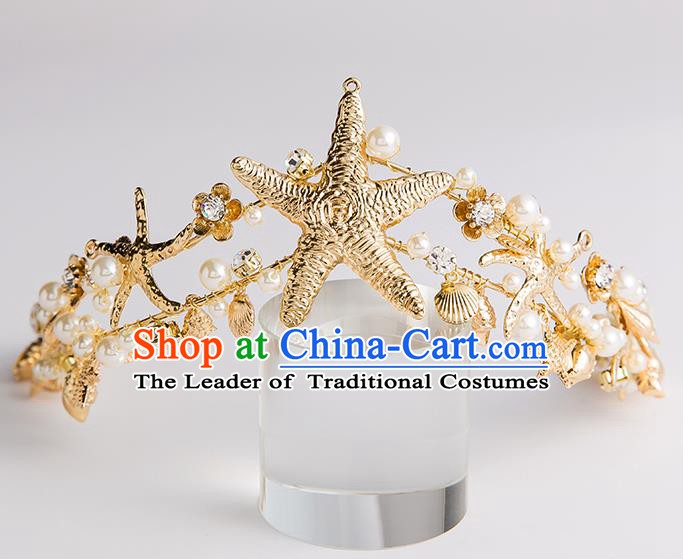 Handmade Classical Hair Accessories Baroque Bride Crystal Pearls Royal Crown Headwear for Women