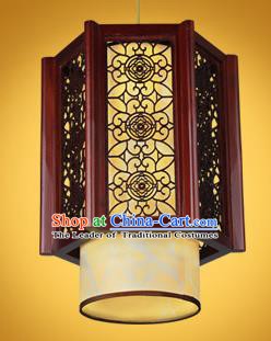 Chinese Classical Handmade Palace Lanterns Wood Carving Hanging Lantern Ancient Ceiling Lamp