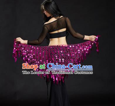 Indian Belly Dance Purple Sequin Waist Scarf Waistband India Raks Sharki Belts for Women