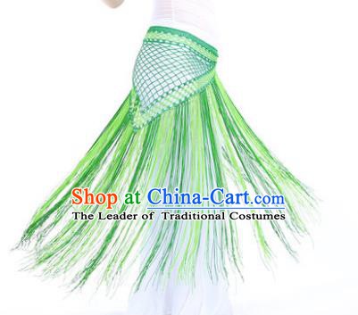 Indian Belly Dance Green Tassel Waist Scarf Waistband India Raks Sharki Belts for Women