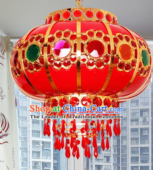 Traditional Chinese Colorful Revolving Palace Lanterns Handmade Hanging Lantern Ancient Ceiling Lamp