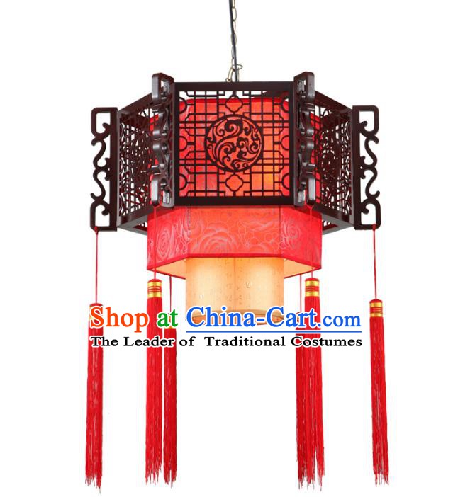 Traditional Chinese Wood Carving Hanging Palace Lanterns Handmade Wedding Lantern Ancient Ceiling Lamp