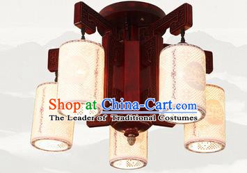 Traditional Chinese Five-lights Ceiling Palace Lanterns Handmade Ceramics Lantern Ancient Lamp