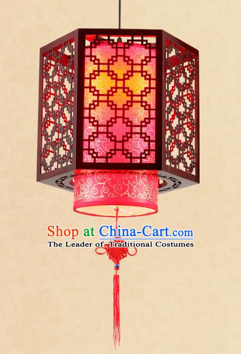 Traditional Chinese Red Hanging Palace Lanterns Handmade Wood Lantern Ancient Ceiling Lamp