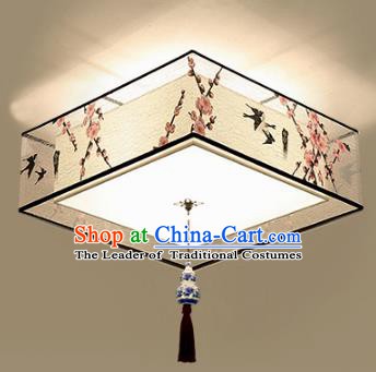 Traditional Chinese Printing Peach Blossom Birds Ceiling Palace Lanterns Handmade Lantern Ancient Lamp