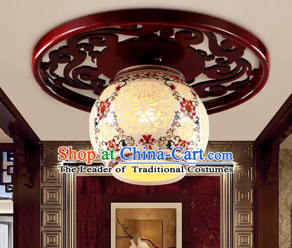 Traditional Chinese Ceiling Palace Lanterns Handmade Pierced Porcelain Lantern Ancient Lamp