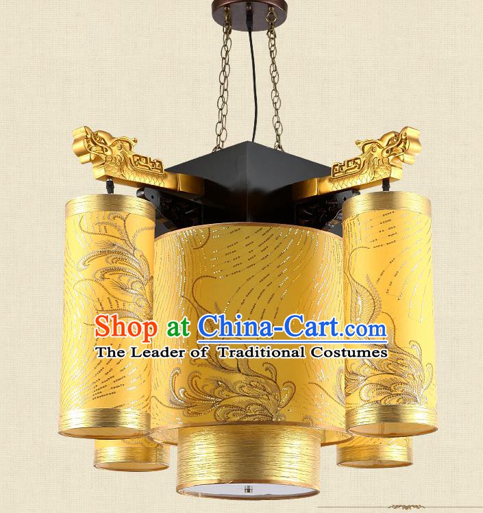 Traditional Chinese Ceiling Palace Lanterns Handmade Golden Lantern Ancient Hanging Lamp