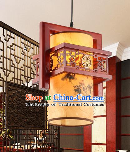 Traditional Chinese Printing Ceiling Palace Lanterns Handmade Wood Hanging Lantern Ancient Lamp