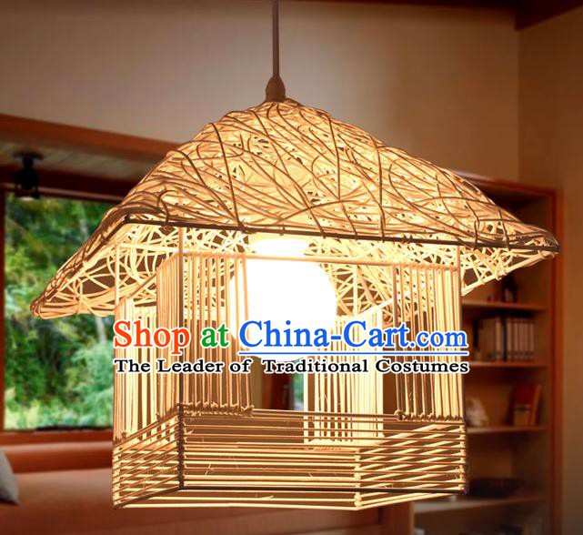 Traditional Chinese Straw Braid Hanging Lanterns Handmade Ceiling Lantern Ancient Lamp