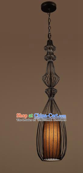 Traditional Chinese Black Iron Birdcage Ceiling Lanterns Ancient Handmade Hanging Lantern Ancient Lamp