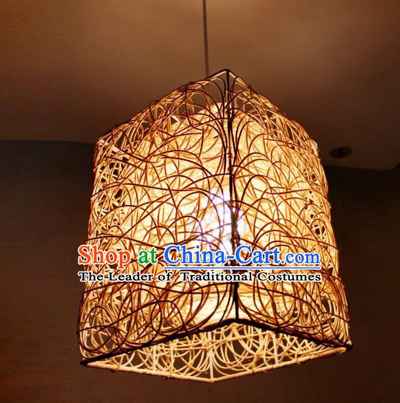 Traditional Asian Rattan Lanterns Handmade Hanging Ceiling Lantern Ancient Lamp