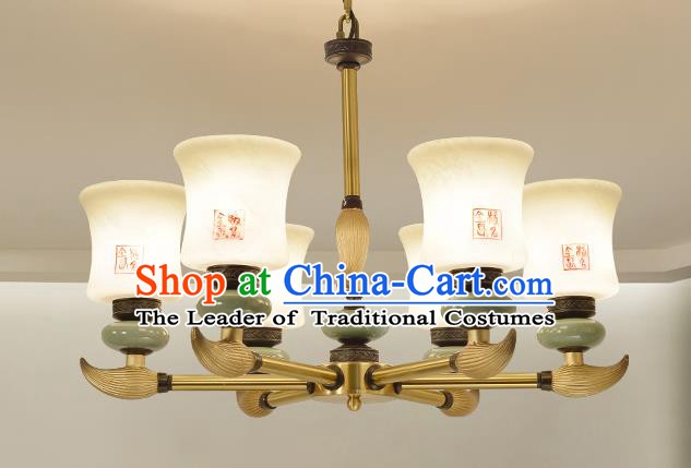 Traditional Handmade Chinese Porcelain Palace Lanterns Ancient Six-Lights Ceiling Lantern Ancient Lamp