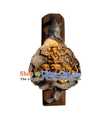 Handmade Traditional Thailand Elephant Lantern Asian Wood Carving Wall Lanterns Religion Lantern