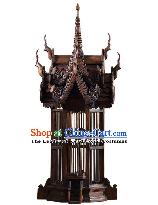 Handmade Thailand Wood Birdcage Lantern Asian Lanterns Religion Floor Lantern Traditional Lamp