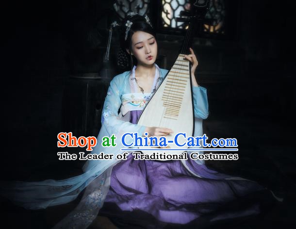 China Ancient Fairy Dance Dress Tang Dynasty Palace Lady Embroidered Costume for Women