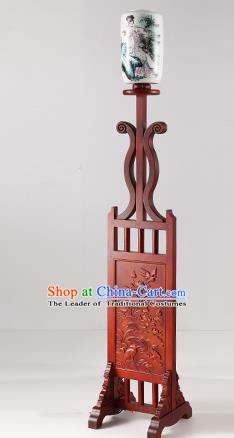 China Handmade Lanterns Painting Ceramics Floor Lantern Ancient Wood Lanterns Traditional Lamp