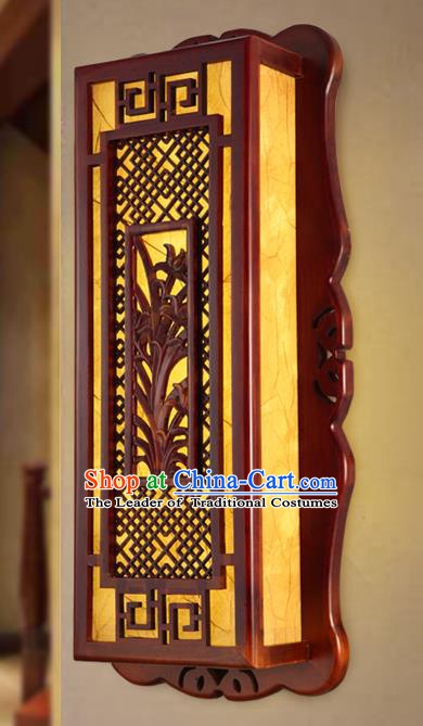 China Handmade Palace Lanterns Wall Lantern Ancient Wood Carving Orchid Lanterns Traditional Lamp