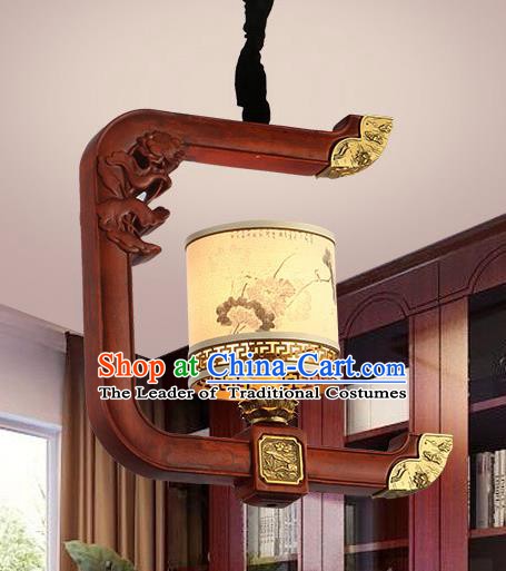 Traditional Chinese Handmade Hanging Lantern Painted Wood Palace Lantern Ancient Ceiling Lanterns