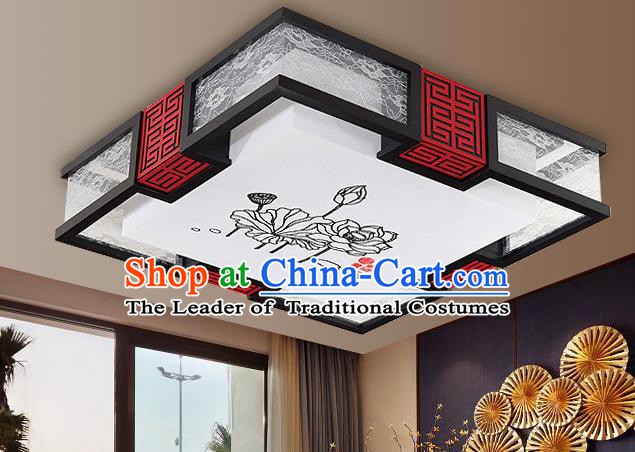 Traditional Chinese Palace Lantern Handmade Painting Lotus Ceiling Lanterns Ancient Lamp