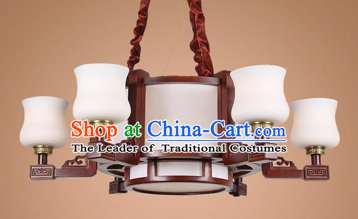 Traditional Chinese Six-Lights Palace Lantern Handmade Wood Ceiling Lanterns Ancient Lamp