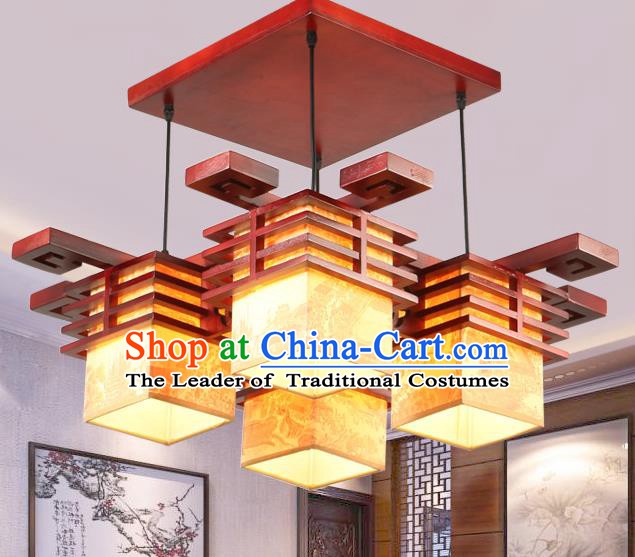 Top Grade Handmade Four-Lights Palace Lanterns Traditional Chinese Lantern Ancient Ceiling Lanterns