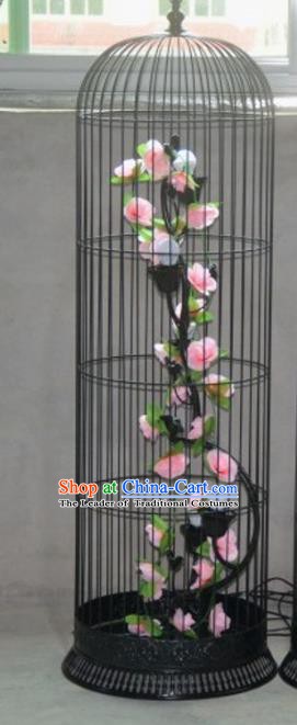 Top Grade Handmade Pink Flowers Palace Lanterns Traditional Chinese Iron Lantern Ancient Ceiling Lanterns