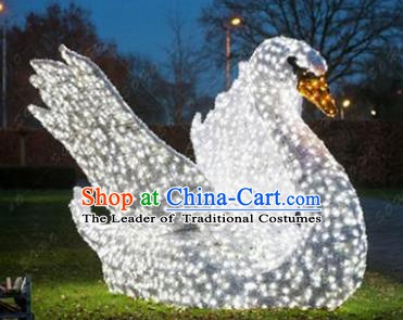 Traditional Christmas Light Show Swan Decorations Lamps Stage Display Lamplight LED Lanterns