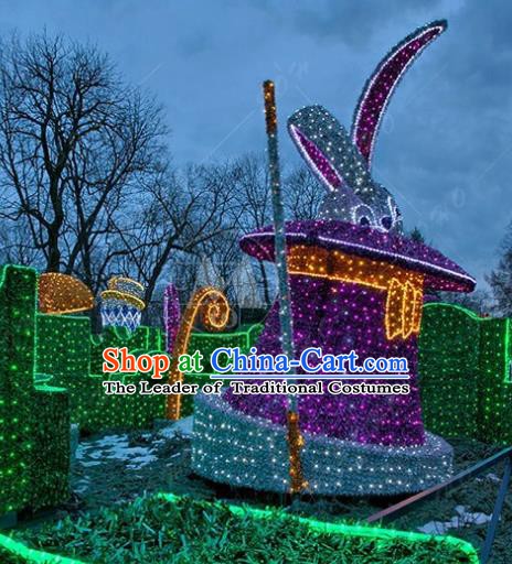 Traditional Christmas LED Light Show Rabbit Decorations Lamps Stage Display Lamplight Lanterns