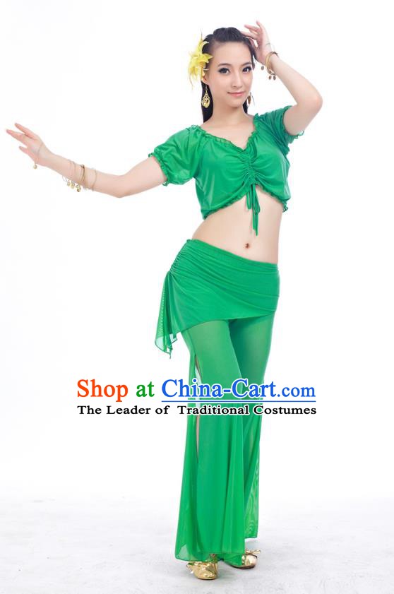 Indian Traditional Belly Dance Deep Green Costume India Oriental Dance Clothing for Women