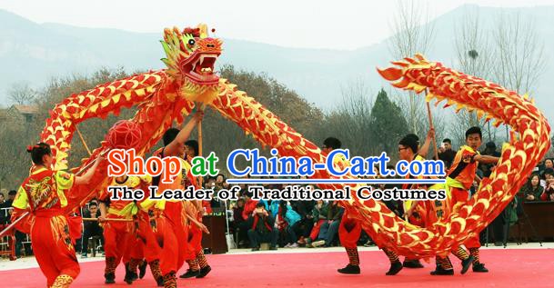 Chinese Professional Parade LED Lights Dragon Dance Costumes Lantern Festival Celebration Dragon Props Complete Set