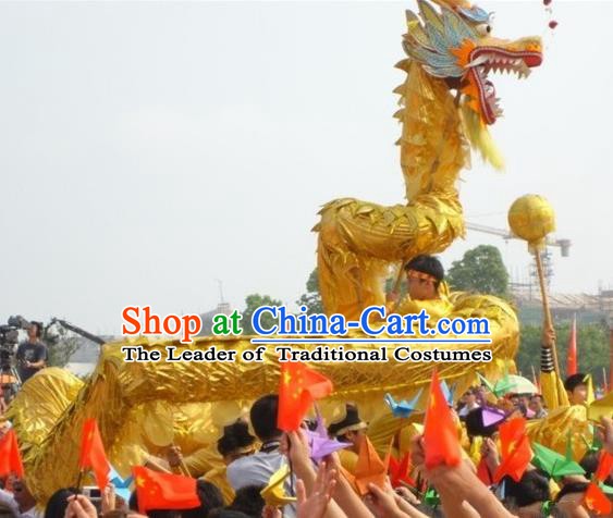 Chinese Traditional Golden Dragon Dance Costumes Professional Lantern Festival Celebration Dragon Parade Complete Set