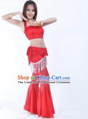 Traditional Indian Belly Dance Training Clothing India Oriental Dance Red Outfits for Women