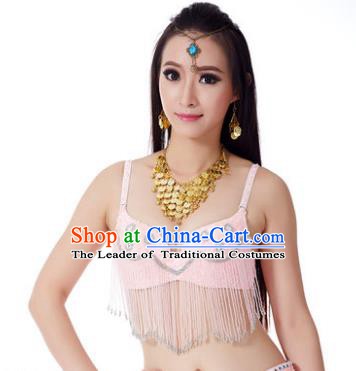 Indian Belly Dance Crystal Pink Brassiere Asian India Oriental Dance Costume for Women