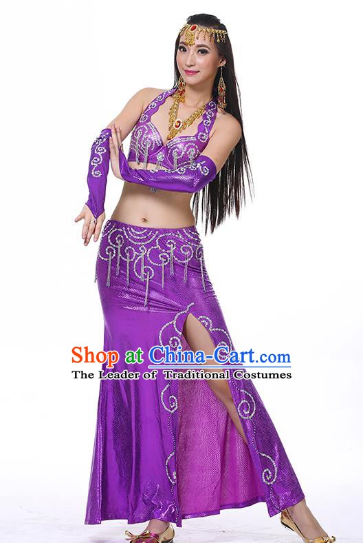 Traditional Oriental Dance Performance Purple Dress Indian Belly Dance Costume for Women