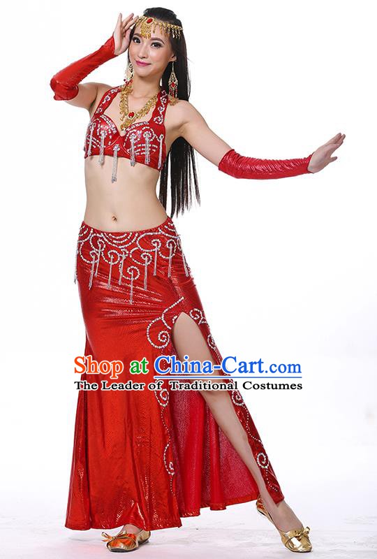 Traditional Oriental Dance Performance Red Dress Indian Belly Dance Costume for Women