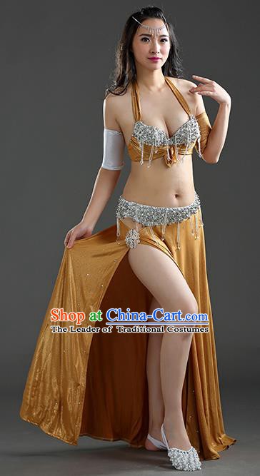 Traditional Egypt Dance Peacock Golden Dress India Oriental Belly Dance Costume for Women