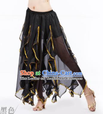 Traditional Indian Belly Dance Black Ruffled Skirt India Oriental Dance Costume for Women