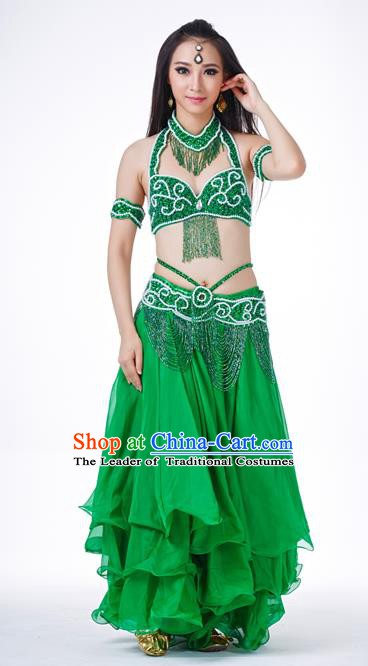 Traditional Oriental Dance Costume Indian Belly Dance Green Dress for Women