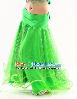 Indian Traditional Belly Dance Performance Costume Green Skirt Classical Oriental Dance Clothing for Kids