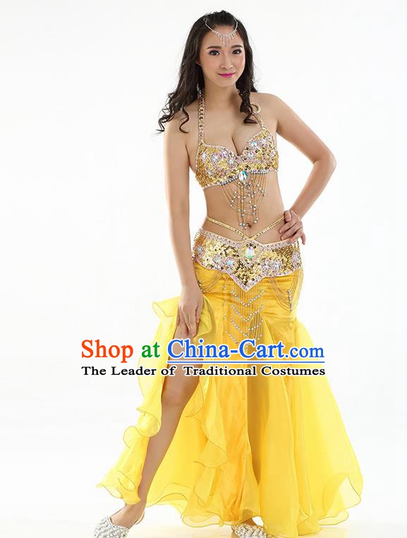 Top Indian Belly Dance India Traditional Raks Sharki Yellow Dress Oriental Dance Costume for Women