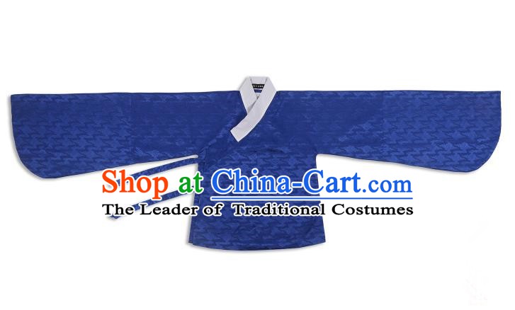 Chinese Ancient Ming Dynasty Costume Palace Lady Blue Blouse Hanfu Clothing for Women