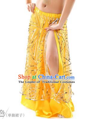 Asian Indian Children Belly Dance Yellow Bust Skirt Raks Sharki Oriental Dance Clothing for Kids