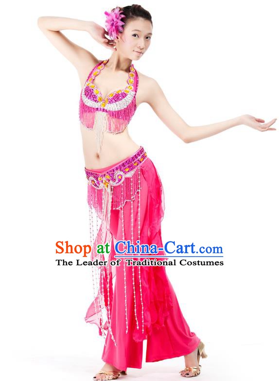 Top Grade Belly Dance Rosy Uniform Indian Raks Sharki Oriental Dance Clothing for Women